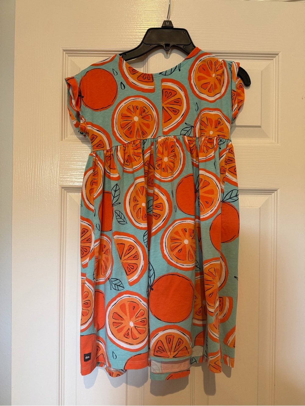 Tea Collection Orange Citrus Print Dress - Aqua & Orange